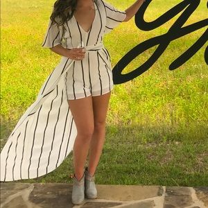 Cute black & white stripe romper/dress in great condition